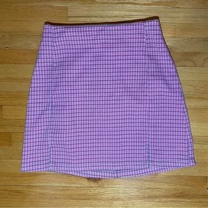 brandy melville pink plaid mini skirt